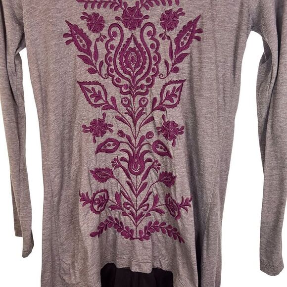 Johnny Was Embroidered Gray Long Sleeve Boho Tunic Shirt Size Small - Picture 2 of 8